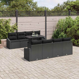 Garden Sofa Set with Cushion 7 pcs Black Poly Rattan