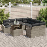 Garden Sofa Set with Cushion 9 pcs Grey Poly Rattan