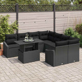 Garden Sofa Set with Cushion 9 pcs Black 100 x 55 x 73 cm - Side View
