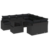 Garden Sofa Set with Cushion 9 pcs Black 100 x 55 x 73 cm - Front View