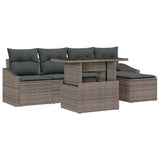 Garden Sofa Set with Cushion 6 pcs Grey Poly Rattan