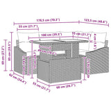 Garden Sofa Set with Cushion 5 pcs Black Poly Rattan
