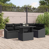 Garden Sofa Set with Cushion 6 pcs Black Poly Rattan