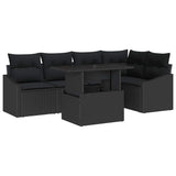 Garden Sofa Set with Cushion 6 pcs Black 100 x 55 x 73 cm - Front View