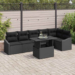 Garden Sofa Set 7 pcs Black Poly Rattan