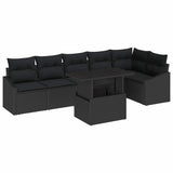 Garden Sofa Set with Cushion 7 pcs Black 100 x 55 x 73 cm - Front View