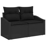 Garden Sofa Set with Cushion 7 pcs Black 100 x 55 x 73 cm - Top-Down View