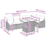 Garden Sofa Set with Cushion 7 pcs Black 100 x 55 x 73 cm - Extra Image