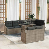 Garden Sofa Set with Cushion 9 pcs Grey Poly Rattan