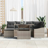 Garden Sofa Set 7 pcs Grey Poly rattan, powder-coated steel - Side View