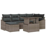 Garden Sofa Set 7 pcs Grey Poly rattan and powder-coated steel