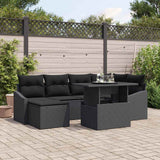 Garden Sofa Set 7 pcs Black Poly rattan and powder-coated steel