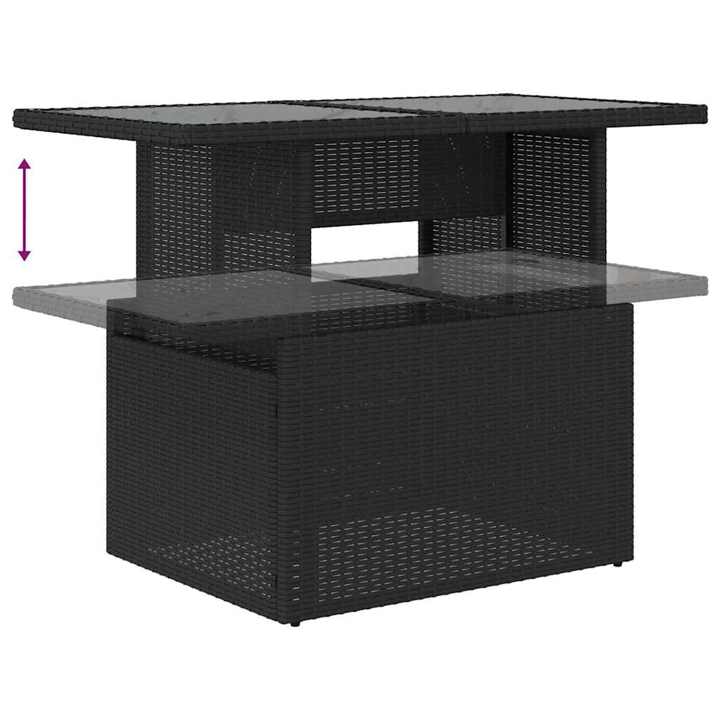 Garden Sofa Set 7 pcs Black Poly rattan and powder-coated steel