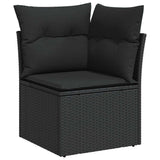 Sofa Set with Cushion Manual 10 pcs Black Poly Rattan - Close-Up Angle