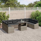 Sofa Set with Cushion Height Adjustable 11 pcs Grey Poly Rattan - Side View