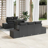 Sofa Set with Cushion Height Adjustable 6 pcs Black Poly Rattan