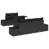 Sofa Set with Cushion Height Adjustable 6 pcs Black Poly Rattan