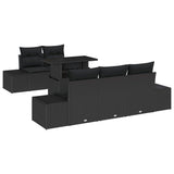 Garden Sofa Set with Cushion 6 pcs Black 100 x 55 x 73 cm - Front View