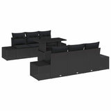 Garden Sofa Set with Cushion 7 pcs Black 100 x 55 x 73 cm - Front View
