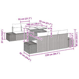 Garden Sofa Set with Cushion 7 pcs Black 100 x 55 x 73 cm - Extra Image