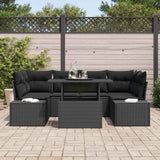 Garden Sofa Set with Cushion 7 pcs Black 100 x 55 x 73 cm - Side View