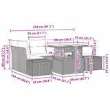 Sofa Set with Cushion Height Adjustable 7 pcs Black Poly Rattan