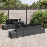 Sofa Set with Cushion Height Adjustable 8 pcs Black Poly Rattan