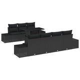Garden Sofa Set with Cushion 8 pcs Black 100 x 55 x 73 cm - Front View