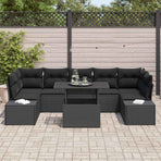 Sofa Set 8 pcs Black Poly Rattan