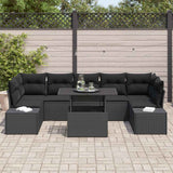 Garden Sofa Set with Cushion 8 pcs Black 100 x 55 x 73 cm - Side View