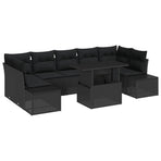 Sofa Set 8 pcs Black Poly Rattan
