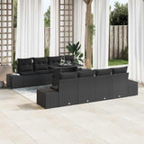 Garden Sofa Set with Cushion 9 pcs Black Poly Rattan