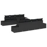 Garden Sofa Set with Cushion 9 pcs Black Poly Rattan