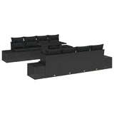 Garden Sofa Set with Cushion 7 pcs Black 100 x 55 x 73 cm - Front View