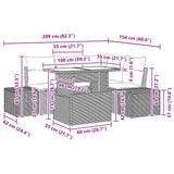Garden Sofa Set with Cushion 5 pcs Black Poly Rattan