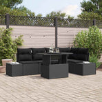 Garden Sofa Set 6 pcs Black Poly Rattan
