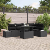 Garden Sofa Set with Cushion 6 pcs Black Poly rattan