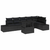 Garden Sofa Set with Cushion with Storage Manual 7 pcs Black