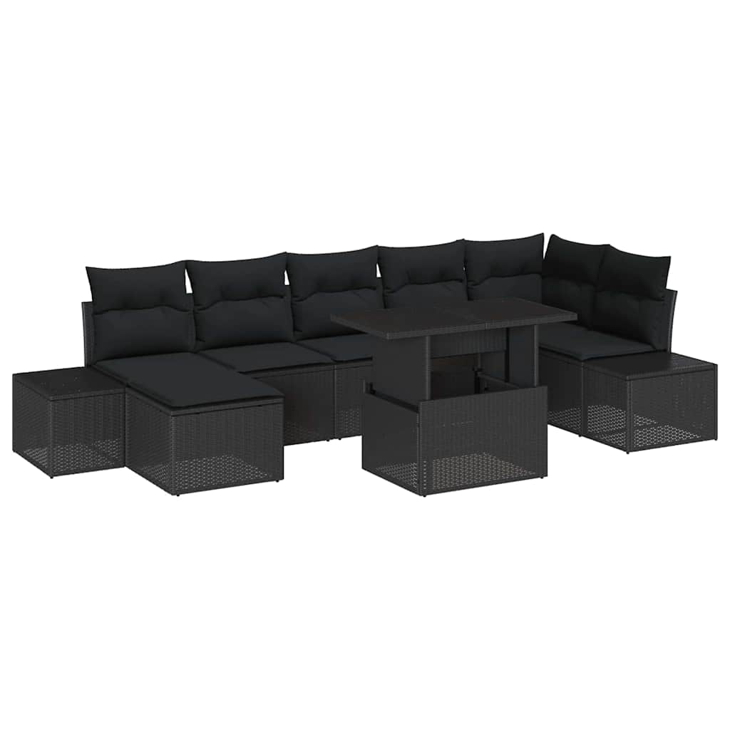 Garden Sofa Set with Cushion 8 pcs Black