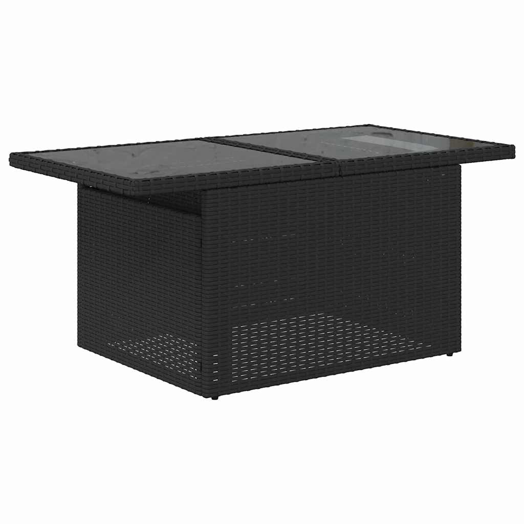 Garden Sofa Set 9 pcs Black Poly rattan and powder-coated steel