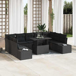 Garden Sofa Set 10 pcs Black Poly Rattan