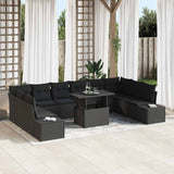 Garden Sofa Set with Cushion with Storage Manual 11 pcs Black