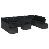 Garden Sofa Set with Cushion with Storage Manual 11 pcs Black