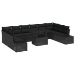 Garden Sofa Set 11 pcs Black 55 x 55 x 37 cm Poly Rattan