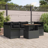 Garden Sofa Set with Cushion 7 pcs Black