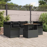 Garden Sofa Set with Cushion 7 pcs Black 100 x 55 x 73 cm