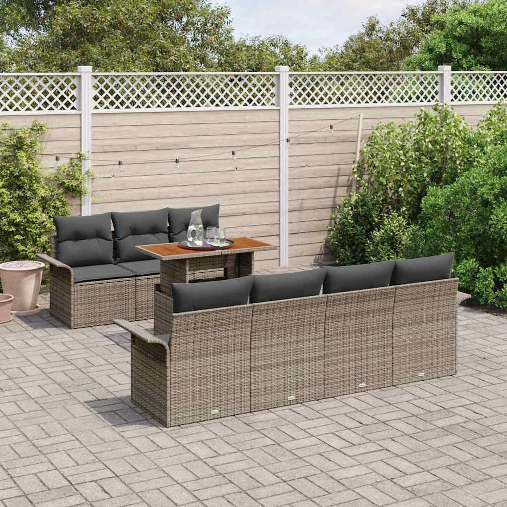 Garden Sofa Set with Cushion 8 pcs Grey