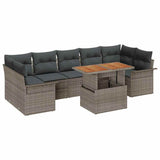 Garden Sofa Set with Cushion Manual 8 pcs Grey 100 x 55 x 73 cm - Front View