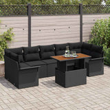 Garden Sofa Set with Cushion 8 pcs Black