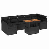 Garden Sofa Set with Cushion 8 pcs Black 100 x 55 x 73 cm - Front View